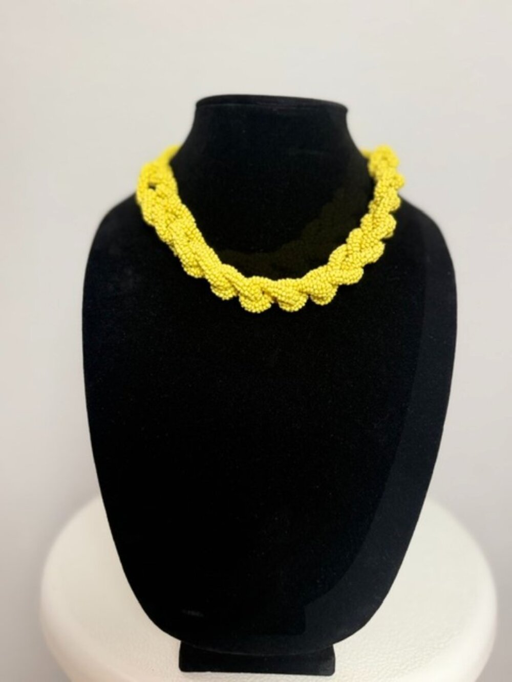 Charming Charlie Yellow Braided Seed Bead Statement Necklace